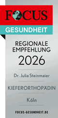 FOCUS Gesundheit – Regionale Empfehlung 2026: Dr. Julia Steinmaier, Kieferorthopädin Köln